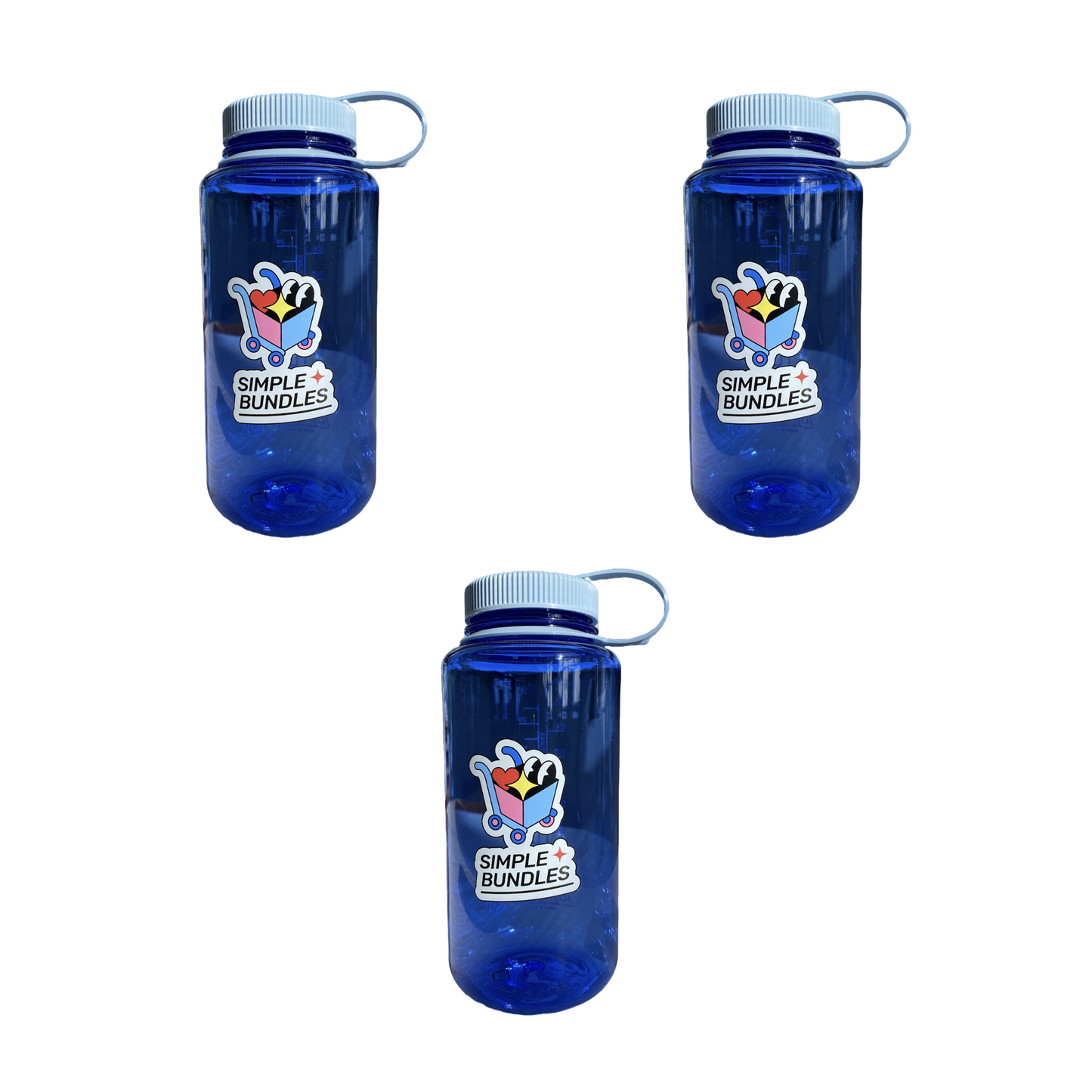 Water Bottle 3-Pack - Cornflower with Baby Blue Lid