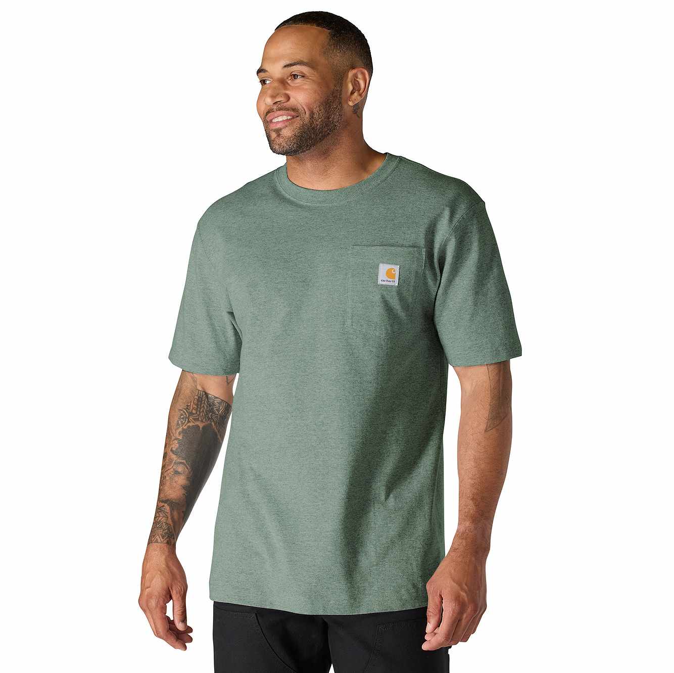 Carhartt Iconic K87 Pocket T-Shirt - Green Slate Heather