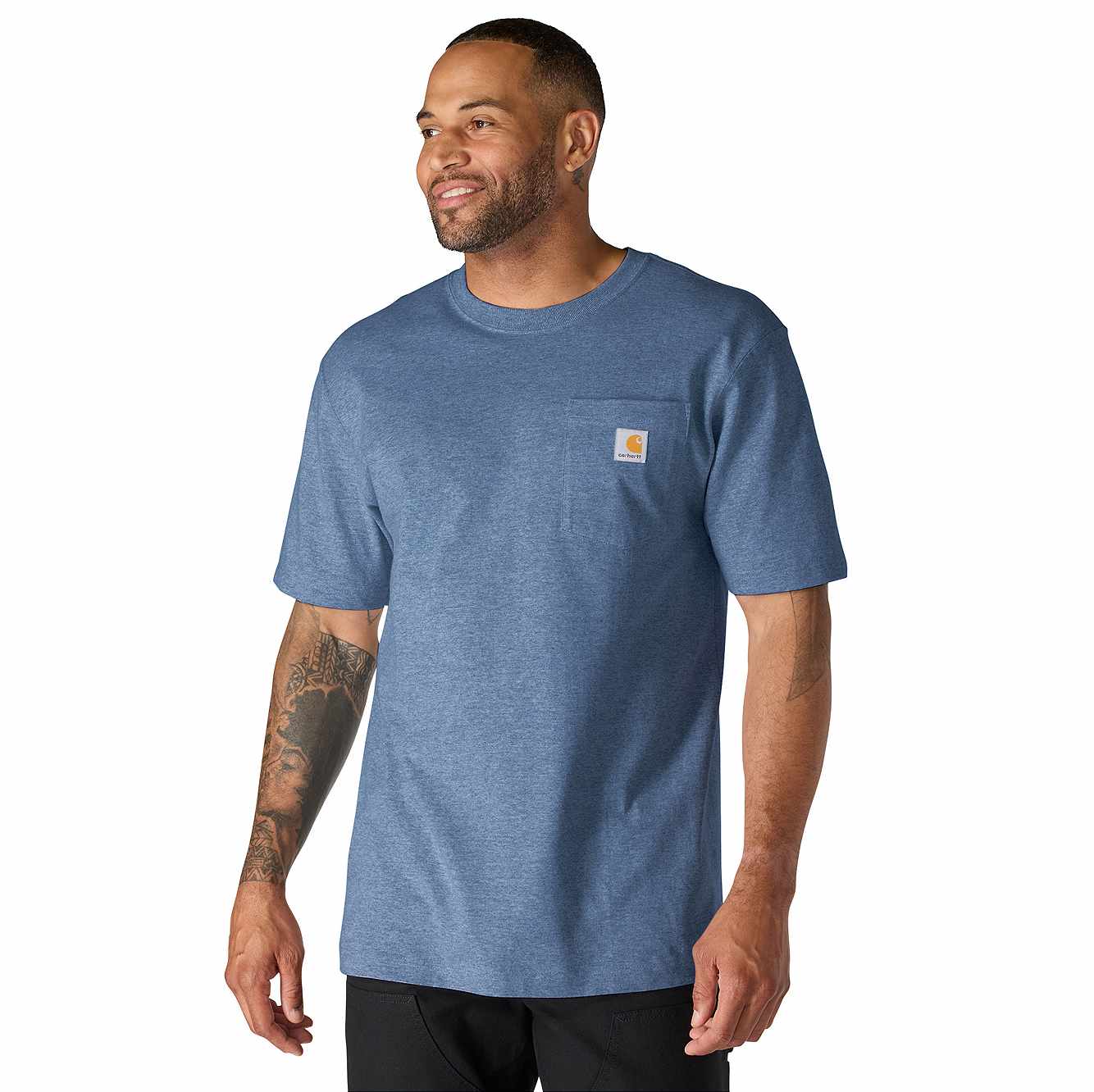 Carhartt Iconic K87 Pocket T-Shirt - Dark Tranquil Blue Heather