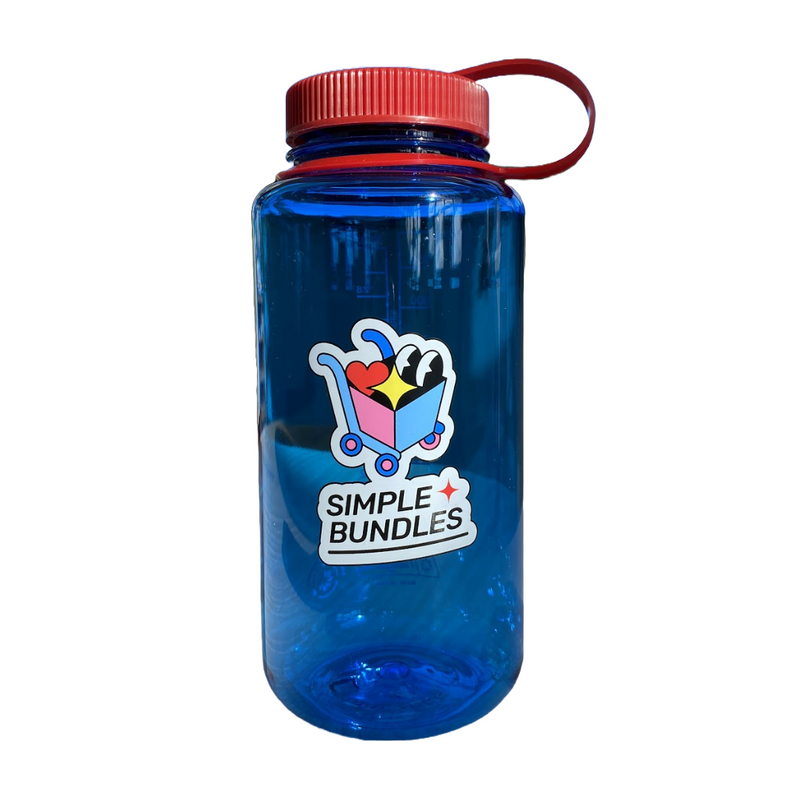 Nalgene Water Bottle 1L - Slate Blue with Red Lid